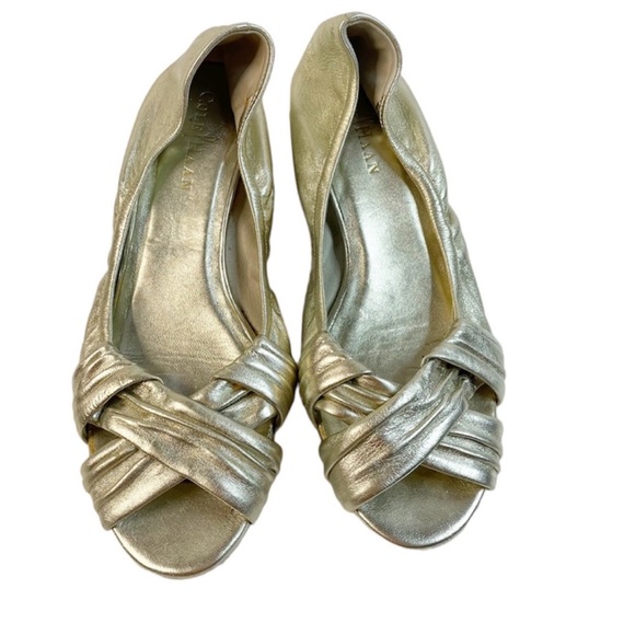 Cole Haan Gold Metallic Peep Toe Shoes - Picture 1 of 9